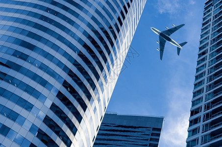 商业的航班宽透镜效应飞机与大楼之间发生连带影响并有超载建筑学图片