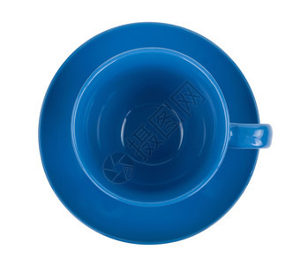 蓝圆杯空茶放在碟盘上子生动晚餐背景图片