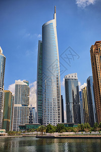 阿联酋迪拜朱美拉湖塔摩天大楼景观空阿联酋航图片