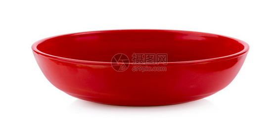 用具盘子白色背景隔离的红瓷碗单身的图片