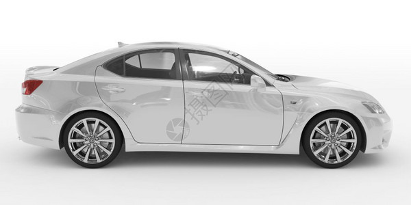 右侧视图3d投影器在白色漆透明玻璃右侧视图上被隔离的汽车设计图片