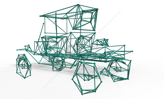 车技术多边形结构和铁丝框架拉蒂网3d化成插图阴影图片