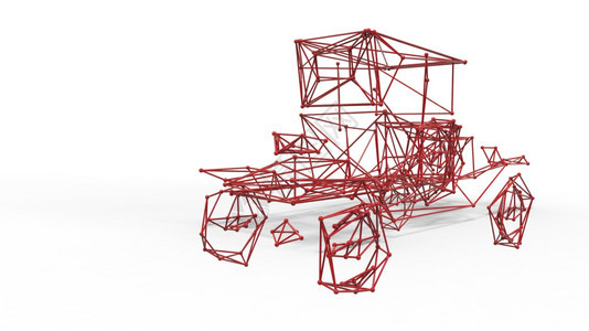车纳米结构抽象的多边形结构和铁丝框架拉蒂网3d化成插图图片