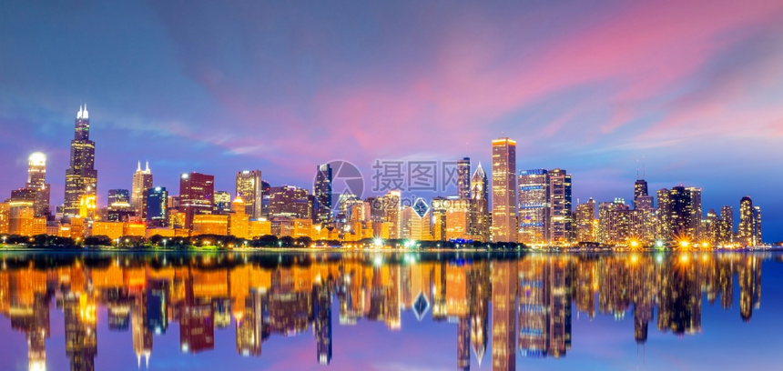 目的地湖建造美国伊利诺州下市芝加哥天线城风景图片