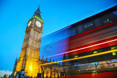 旅游历史的暮伦敦钟塔夜幕时图片