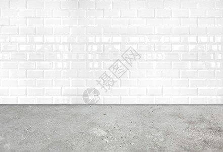 卫生间灰色的空房视角白色陶瓷砖墙壁和水泥地图片