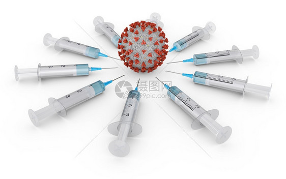 感染3D注射器环绕的冠状科学保护图片