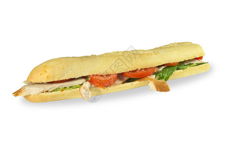 食堂粮番茄白色背景的托斯卡尼鸡肉面包图片