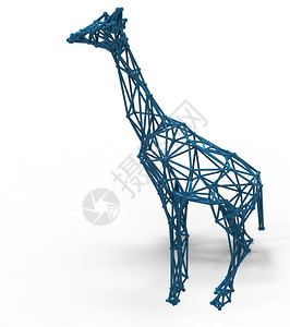 结构体抽象的未来派giraffe多边形结构及铁丝框架拉蒂梅片3d显示插图图片