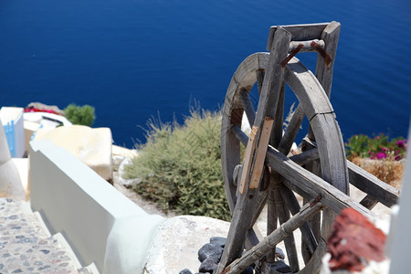 希腊圣托里尼岛伊亚村的传统细节希腊圣托里尼岛伊亚村的细节自然爱琴海夏天图片