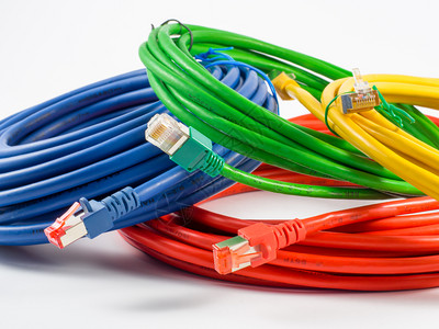 联网绳索RJ45连接器网络电缆的多彩绿色图片