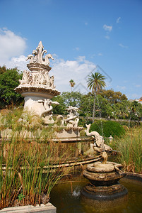 葡萄牙Ajuda花园的美丽和古董喷泉历史阿茹达优雅图片