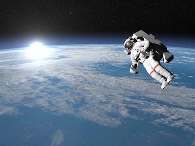 天文学技术太阳升起时在地球上飞行的宇航员或3D成形美国航天局提供的这一图像要素带家具图片