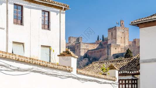 建筑的古老著名西班牙南部安达卢西亚州格拉纳达的典型建筑图片