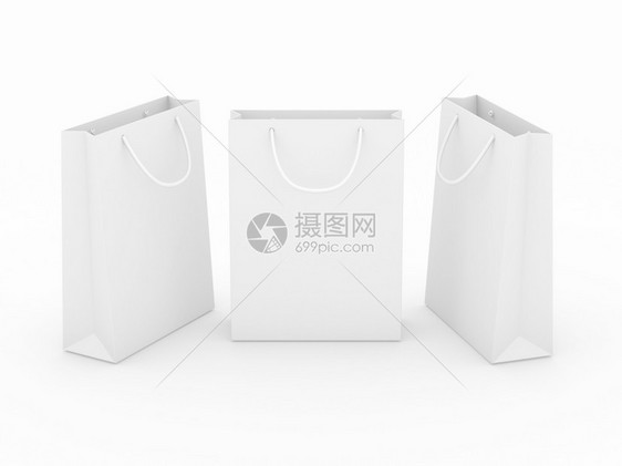 质地白色空购物袋有剪切路径准备用于您的纹理设计或品牌小路部图片