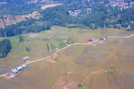 闪电旅行高的从飞机视图中得出的农业面积图片