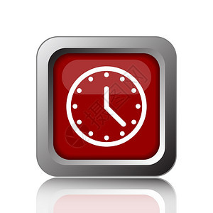 红色的白背景上时钟图标互联网按钮小时间图片