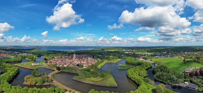 风景优美来自荷兰中世纪城市Naarden的航空全景班欧洲图片