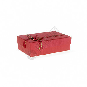 圣诞红礼盒带丝的色礼物盒在白背景上隔离树快乐的派对图片