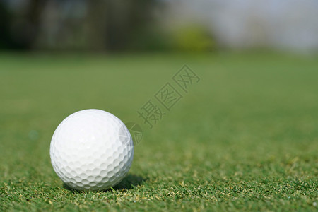 课程天空在一个绿色草地上的高尔夫球细节图片