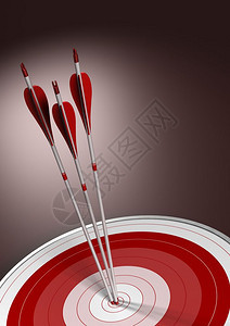 红色的卓越三支箭击中红目标的心点具有文字商业概念背景的空间虚拟商业概念背景以便具有竞争力3支箭击中红色目标的心点竞赛图片