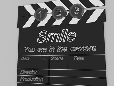 摄影师隔板黑色的电影制片控板通知那些微笑的人你在镜头中笑声图片