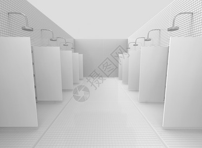 建筑学插图颜色3d提供白调概念的公共户外淋浴场图片