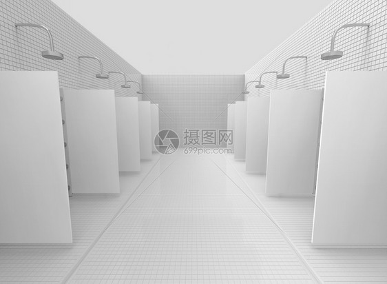 建筑学插图颜色3d提供白调概念的公共户外淋浴场图片