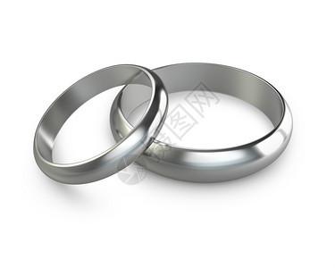 婚姻白色背景的两只金结婚戒指被孤立爱情人节图片