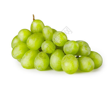 一群熟的绿葡萄在白种背景上被孤立一群熟的绿葡萄食物湿茶点图片