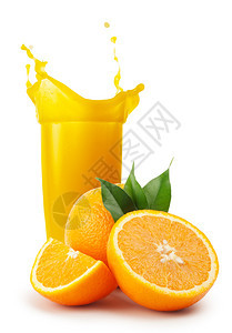 橙汁杯和子与叶隔绝在白色背景上橙汁杯和子及叶运动橘可口图片