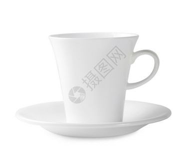 咖啡杯和茶碟白底孤立于多颜色简单图片
