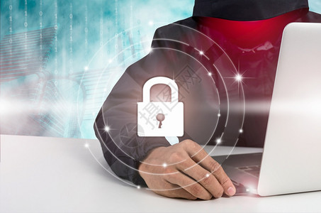 安全数据概念有图标锁定屏的黑客安全保护免受黑客的攻击密码盾商业图片