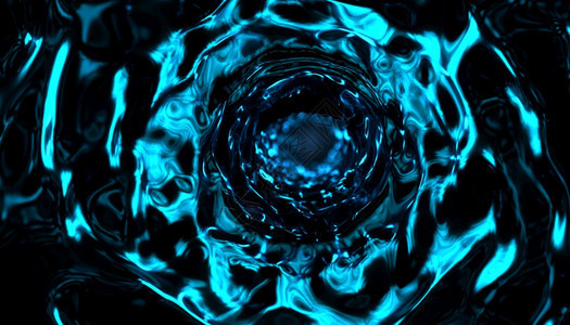形象的圆未来派有机隧道由具液体外观的波浪形成蓝光3d插图由具有机外观的波浪形成蓝光未来派隧道插图几何的圆圈图片