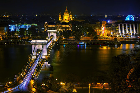 布达佩斯与Szechenyyi连链桥的概览老镇欧洲图片