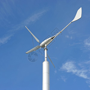 具有美丽天空背景的可再生能源风力车轮机美丽的量技术图片