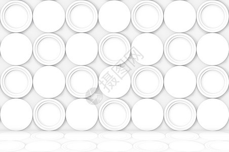 艺术3d使现代白色圆形状的图案墙壁和地板背景反射简单的海浪图片