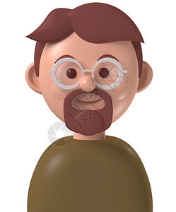 人们特点卡通物3davatar中年快乐的caucausian男人胡子和眼镜简单的图片