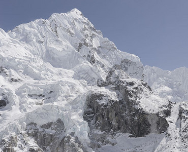 珠峰基地营附近和Khumbu冰瀑布的Nuptse山户外萨加玛塔极端图片