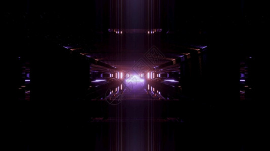 插图氖3D摘要说明对称隧道用活跃的紫光照亮黑暗中的3D隧道在黑暗中照亮的2D隧道黑暗的图片
