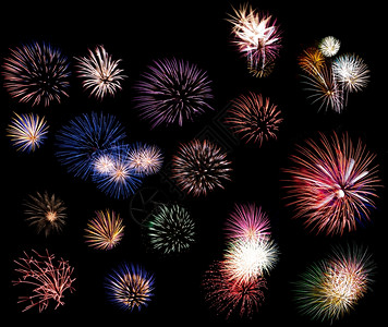 新奇士橙7月4日庆祝新年与独立日由许多彩烟花组成火新的夜晚设计图片