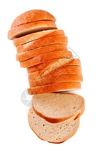 照片白色背景上孤立的新鲜切片面包粉图片