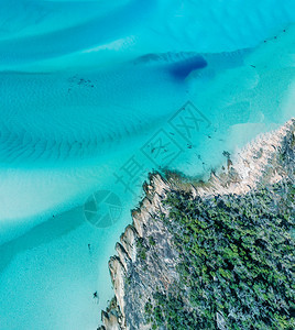 澳大利亚白海港滩全景航空观测海岸线和美丽的滩风景阳光海洋图片