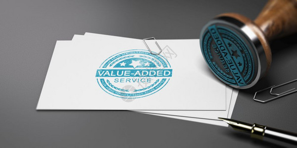 增值邮票印在一张卡片上带有办公用品3D插图D增值处补给品额外的优势图片