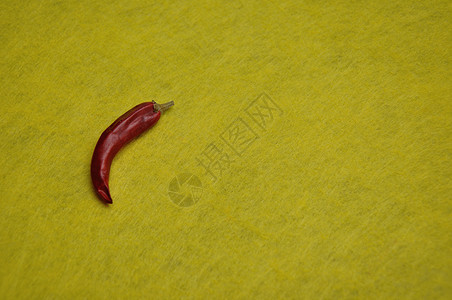红日干辣椒孤立在黄色背景上一种热的开胃菜图片