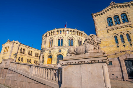 斯堪的纳维亚大厅欧洲奥斯陆的挪威议会观点欧洲奥斯陆图片