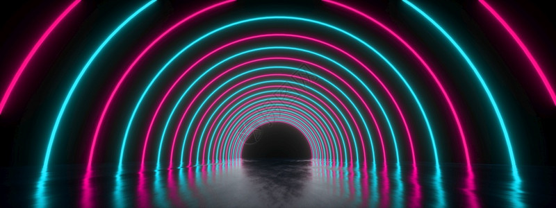 辉光虚拟的3d隧道电线抽象的全景背荧光照明线紫外光谱虚拟现实激光显示全景图像蓝色的图片
