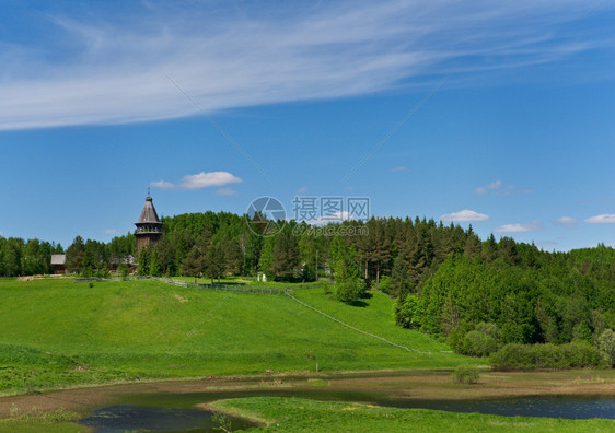 木制的景观北MalyeKarely阿尔汉格斯克地区俄罗木建筑博物馆图片