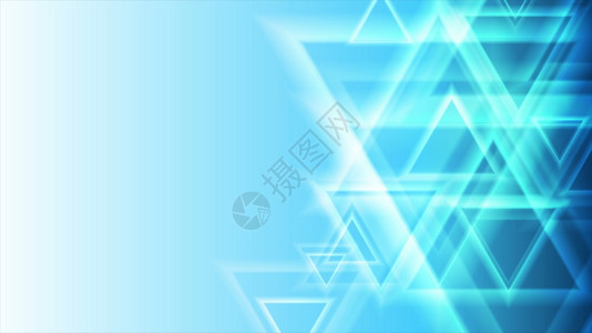 技术的明亮蓝色抽象三角形几何背景白色的绘画图片