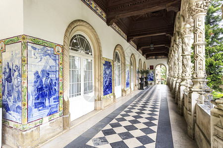 新曼努埃尔葡萄牙语阳台BussacoPalace旅馆详情这是19世纪末以新Manueline建筑风格造的豪华酒店位于葡萄牙中部C图片